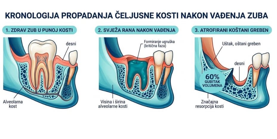 Gubitak kosti nakon vađenja zuba